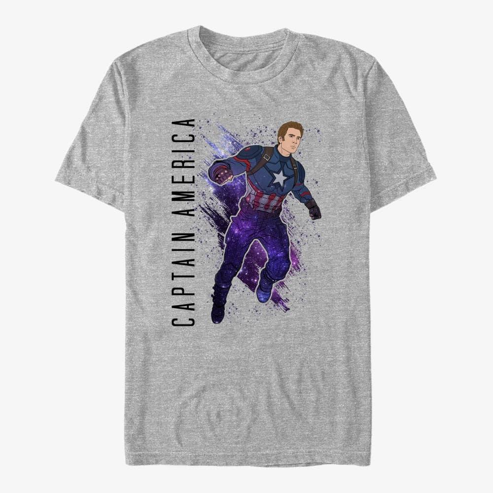 T-Shirts Merch Marvel Avengers: Endgame - Captain America Painted Unisex T-Shirt Heather Grey