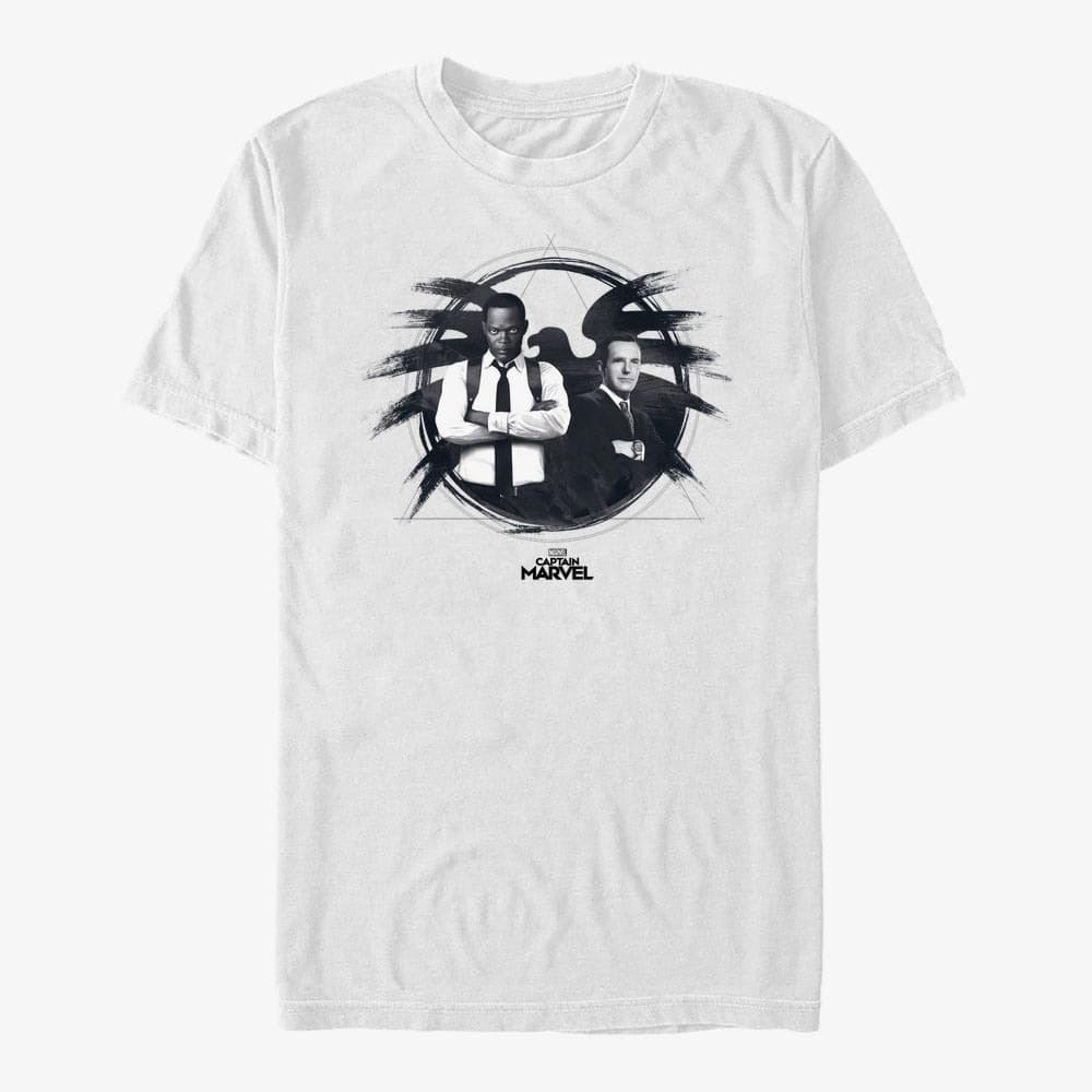 Trička Merch Captain Marvel: Movie - Agent Brothers Unisex T-Shirt White