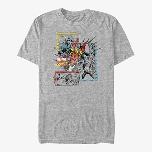 Tričko Merch Marvel Avengers Classic - Broken Panels Unisex T-Shirt Heather Grey
