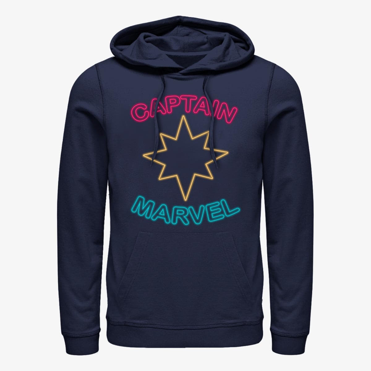 Hoodies and sweatshirts Merch Captain Marvel Movie Captain Marvel Neon Unisex Hoodie Navy Blue Queens