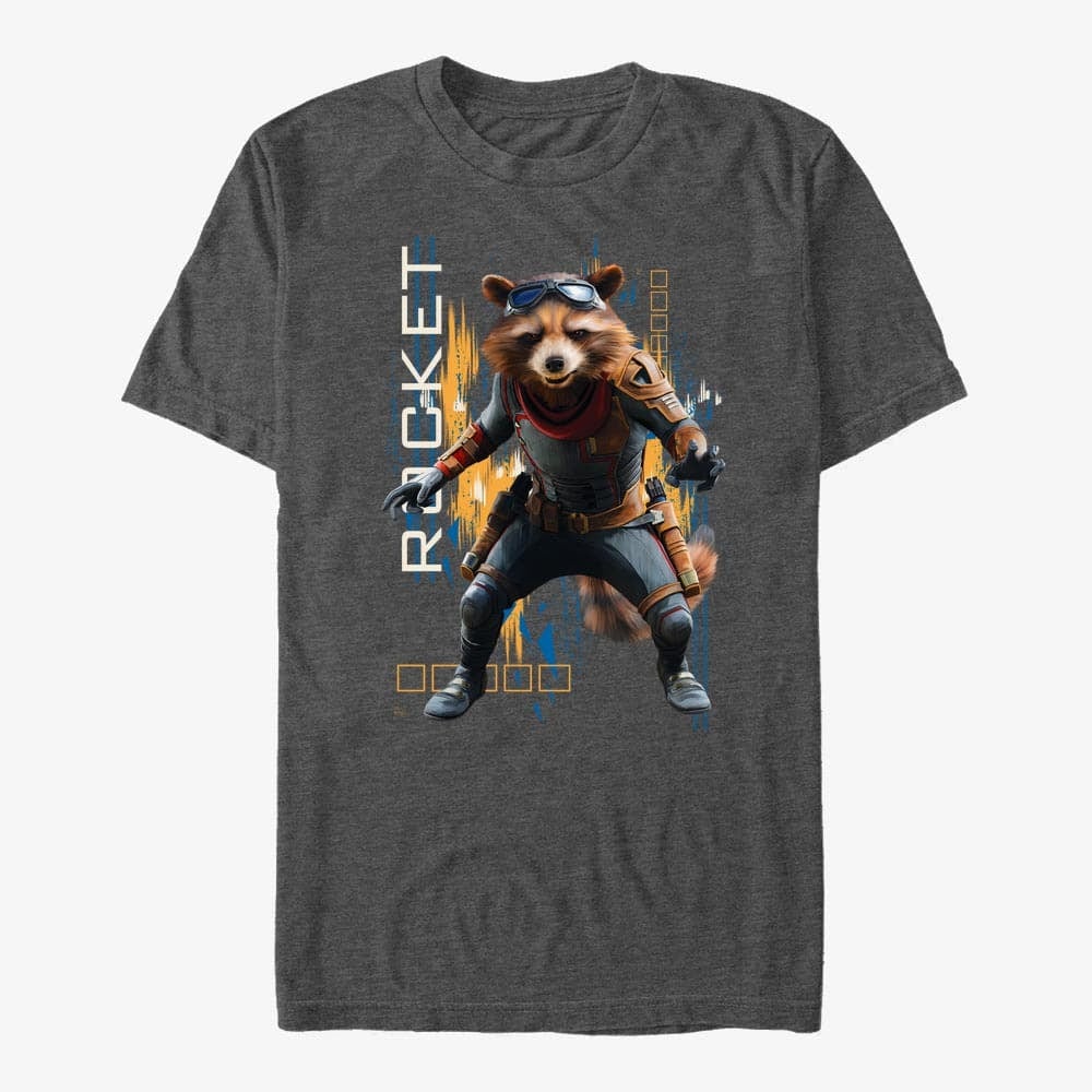 Trička Merch Marvel Avengers: Endgame - Rocket Motion Unisex T-Shirt Dark Heather Grey