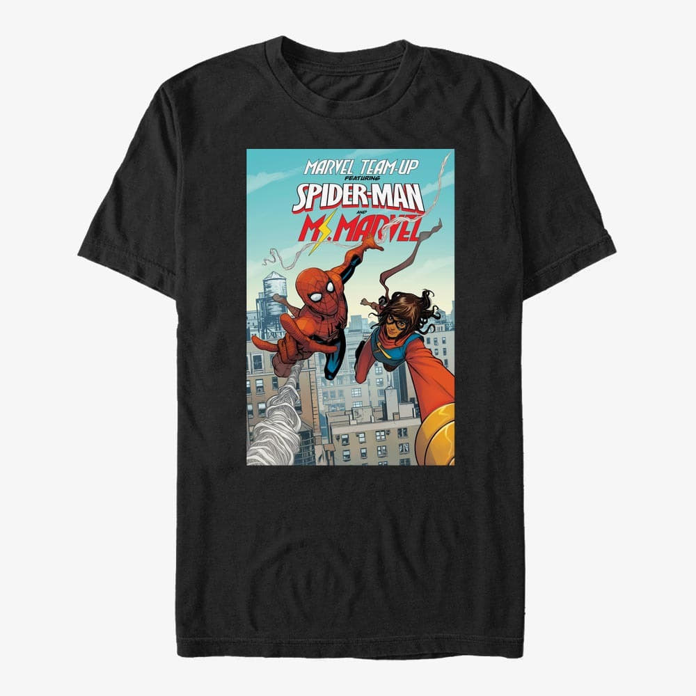 Trička Merch Marvel Spider-Man Classic - Spider-Man & Ms. Marvel Unisex T-Shirt Black