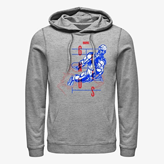 Mikina Merch Marvel - Ironman Blue Unisex Hoodie Heather Grey