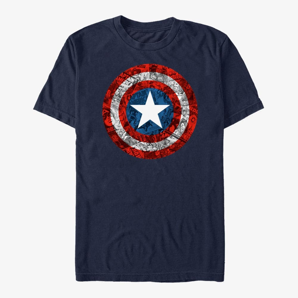 Majice Merch Marvel Avengers Classic - ComicBook Shield Unisex T-Shirt Navy Blue