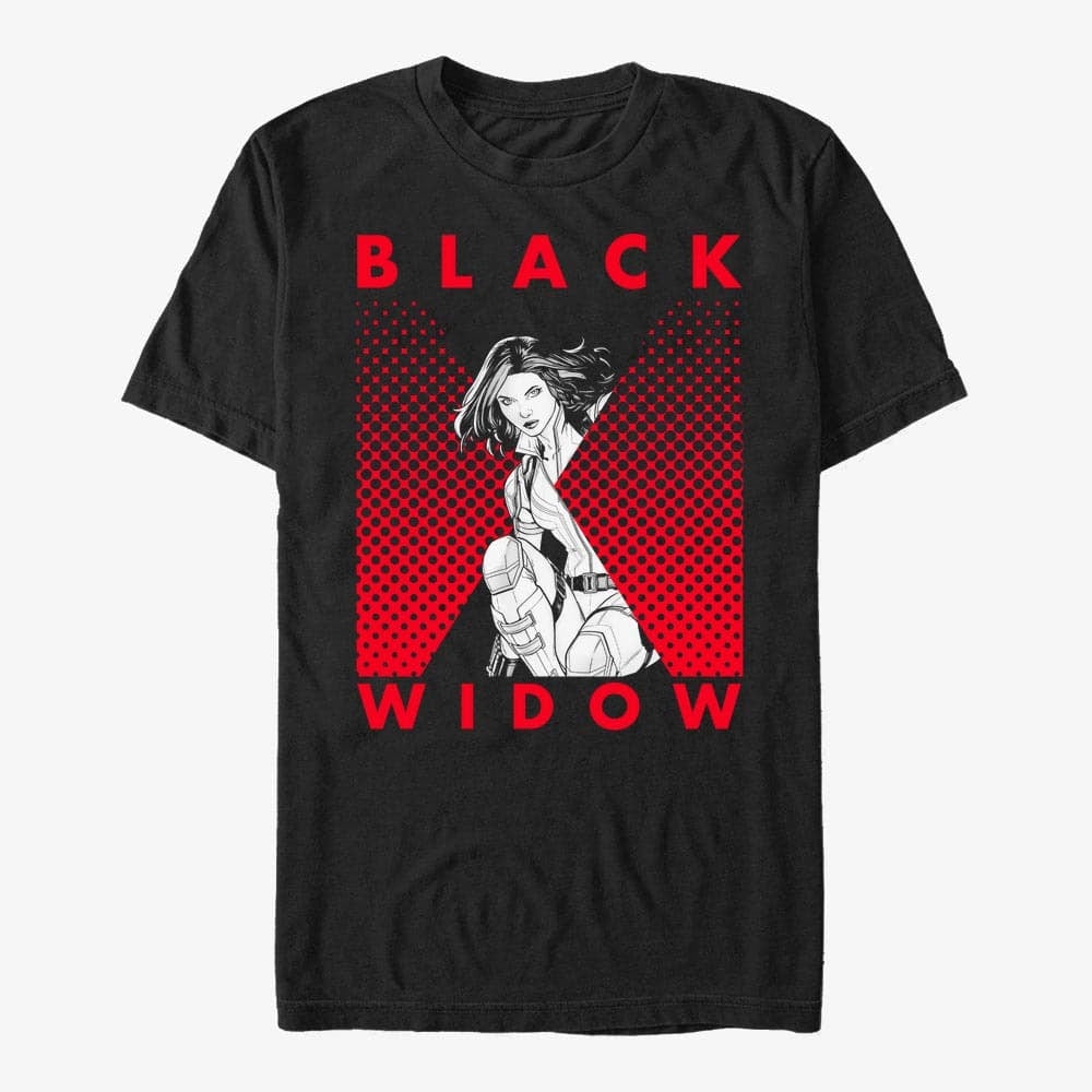 T-Shirts Merch Marvel Black Widow: Movie - Halftone Black Widow Unisex T-Shirt Black