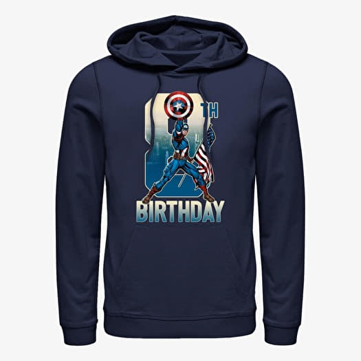 Pulóver Merch Marvel Avengers Classic - Capt America 8th Bday Unisex Hoodie Navy Blue