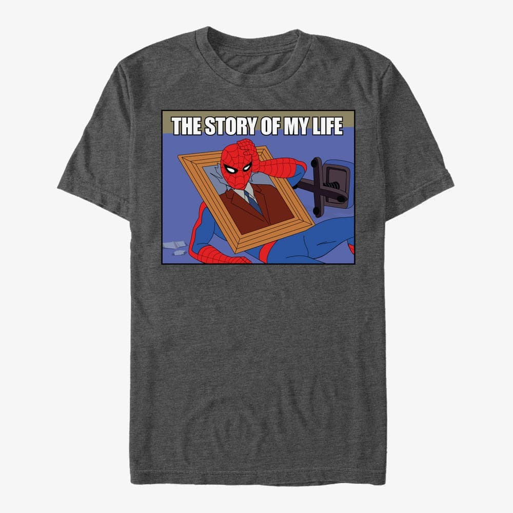 T-Shirts Merch Marvel Spider-Man Classic - Life Story Unisex T-Shirt Dark Heather Grey