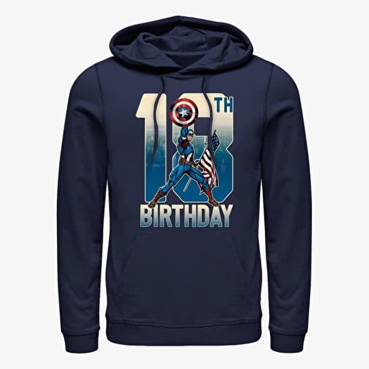 Pulóver Merch Marvel Avengers Classic - Capt America 18th Bday Unisex Hoodie Navy Blue