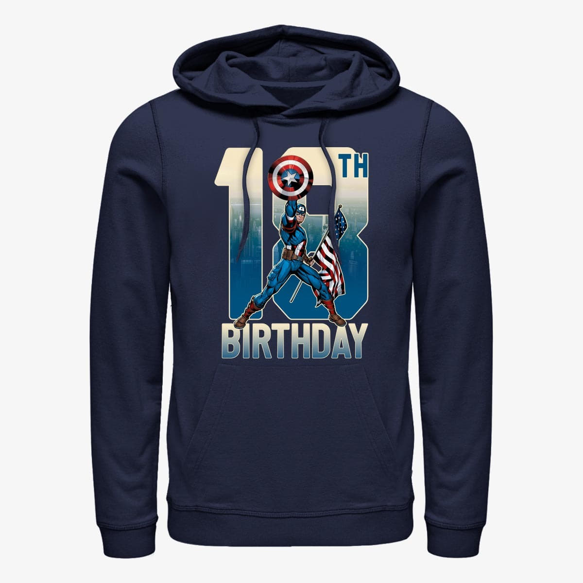 Sweatshirts Merch Marvel Avengers Classic - Capt America 18th Bday Unisex Hoodie Navy Blue