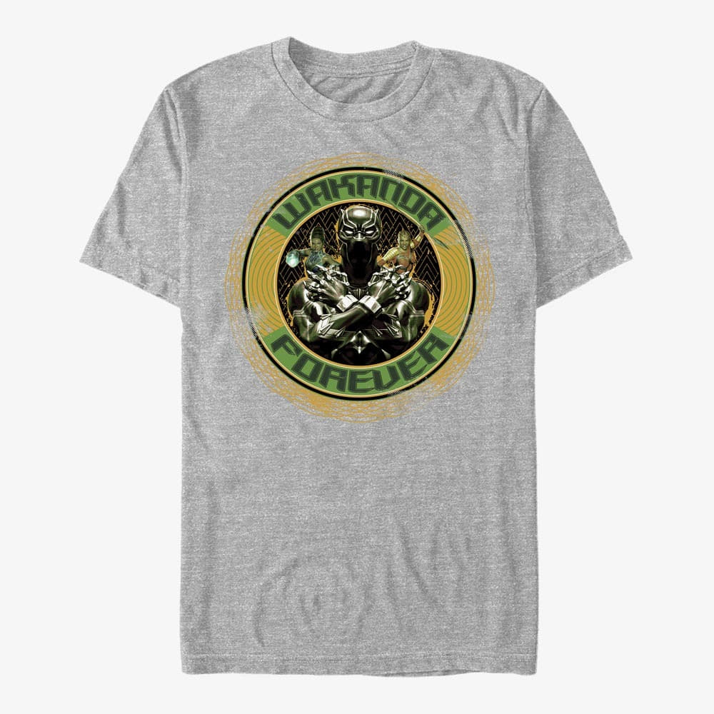 T-Shirts Merch Marvel Avengers Classic - Wakanda Circles Unisex T-Shirt Heather Grey