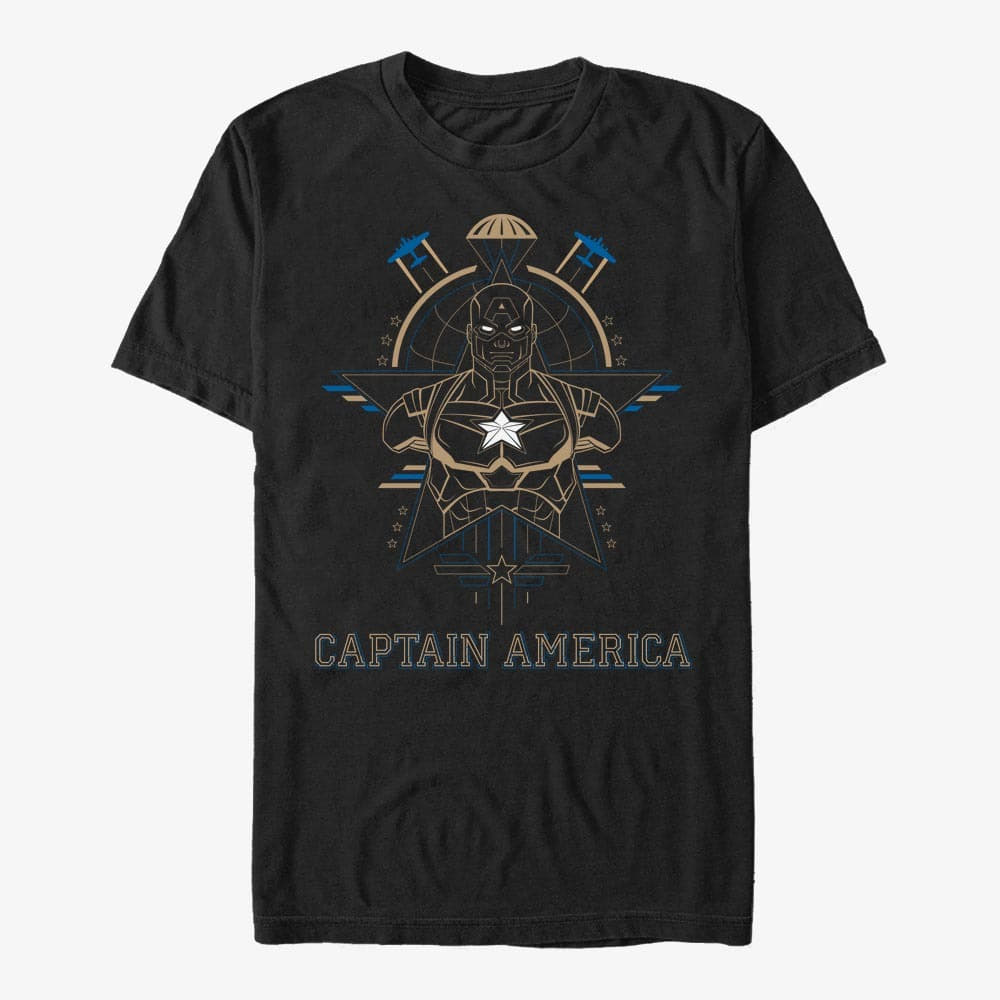 Trička Merch Marvel - Tech Cap Unisex T-Shirt Black
