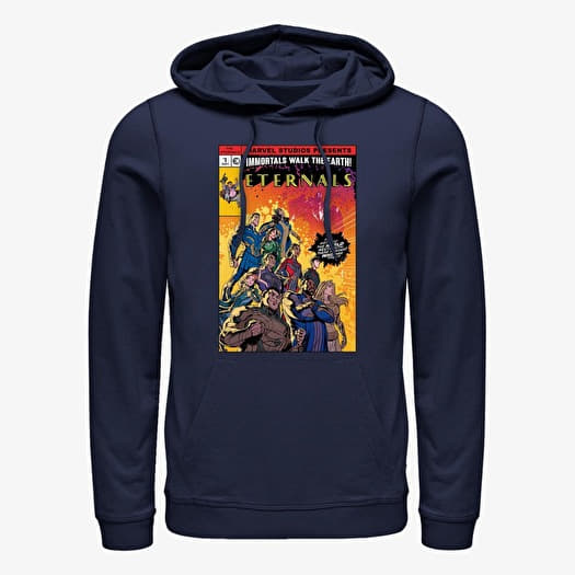 Sweatshirt Merch Marvel The Eternals - Halftone Cover Unisex Hoodie Navy Blue
