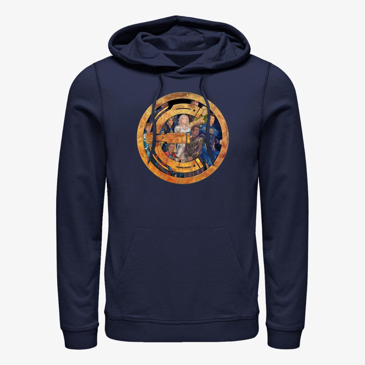 Sweatshirts Merch Marvel The Eternals - ETERNALS BADGE GROUP SHOT Unisex Hoodie Navy Blue