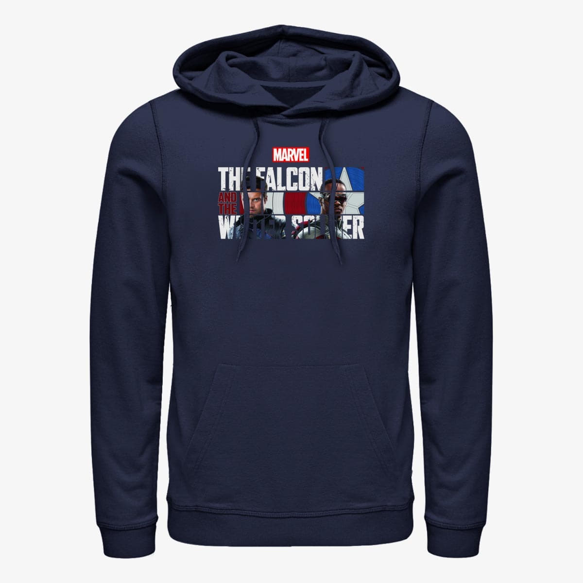 Sweatshirts Merch Marvel The Falcon and the Winter Soldier - Logo Fill Unisex Hoodie Navy Blue