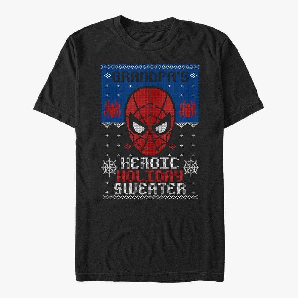 T-Shirts Merch Marvel Avengers Classic - Holiday Sweater Grandpa Unisex T-Shirt Black