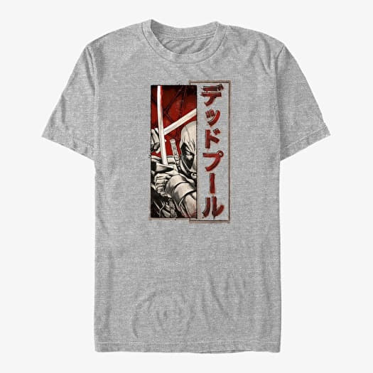 T-shirt Merch Marvel Deadpool - Deadpool Sword Kanji Unisex T-Shirt Heather Grey