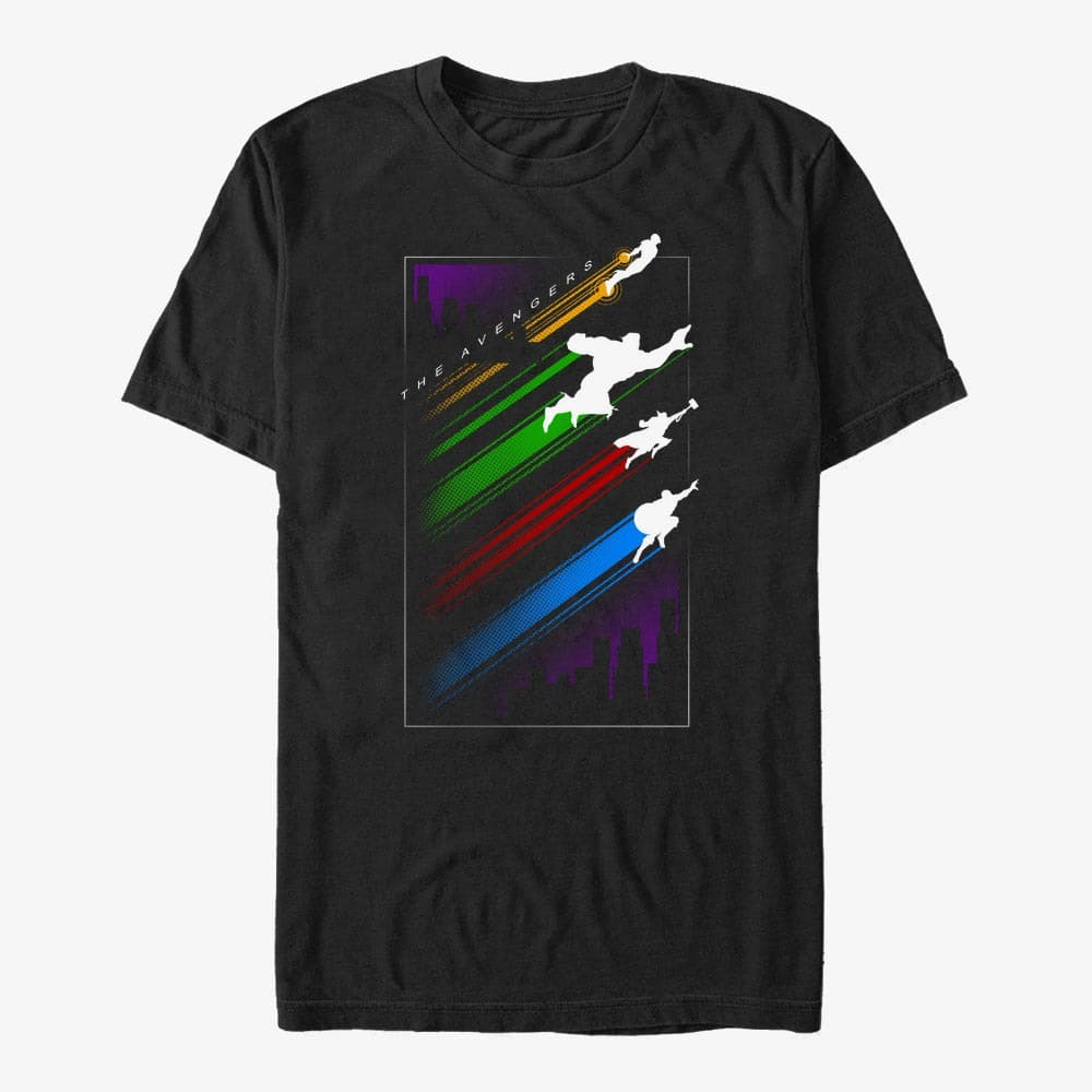 Trička Merch Marvel Avengers Classic - The Avengers Unisex T-Shirt Black
