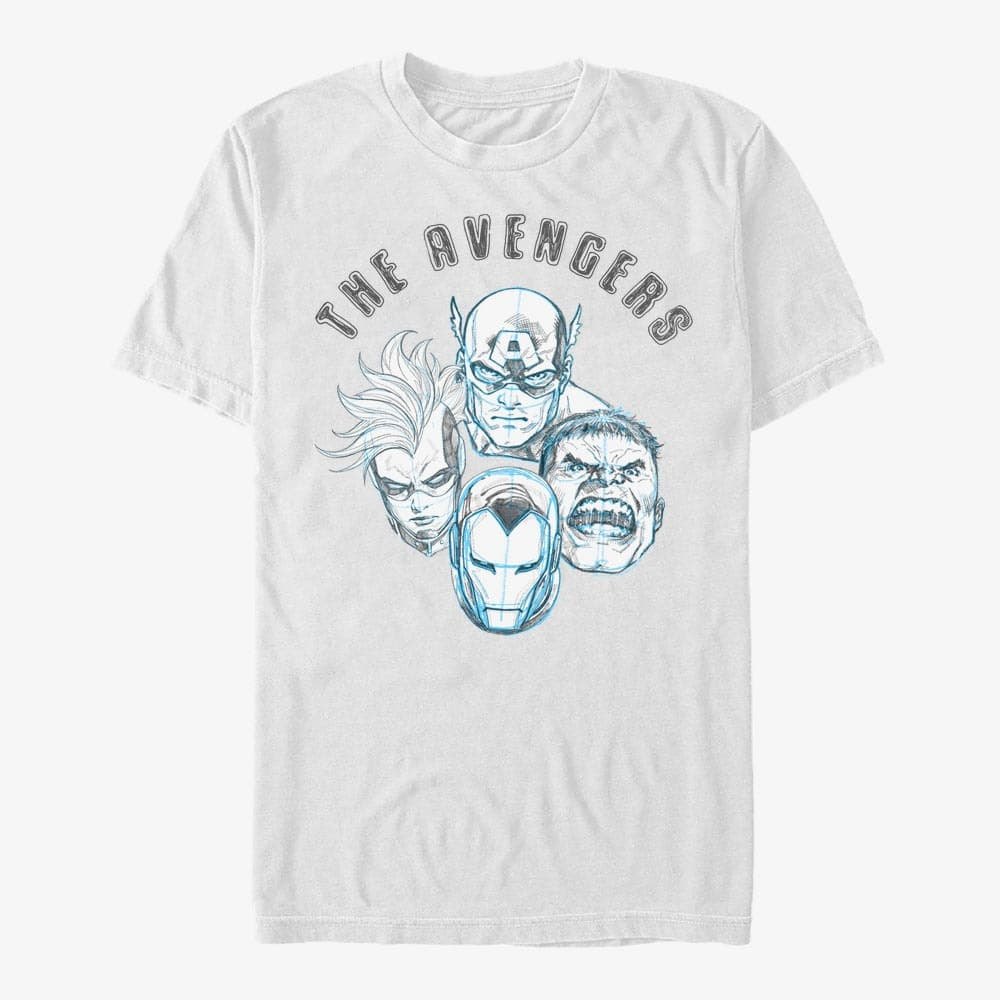 T-shirts Merch Marvel - Avengers Sketch Unisex T-Shirt White