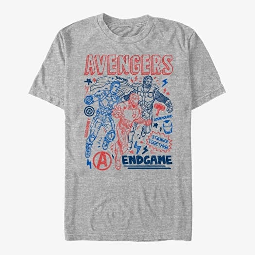 Merch Marvel Avengers: Endgame - Earths Mightiest Doodles Unisex T-Shirt Heather Grey