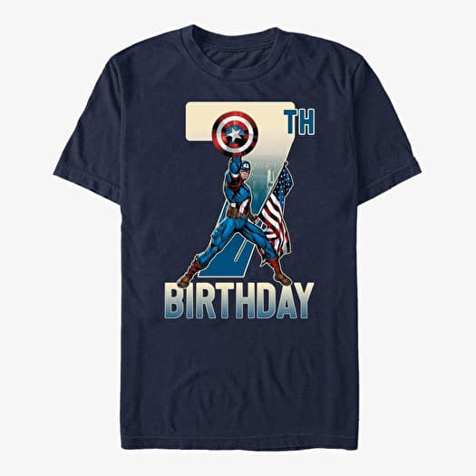 Tričko Merch Marvel Avengers Classic - Capt America 16th Bday Unisex T-Shirt Navy Blue
