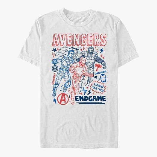 Merch Marvel Avengers: Endgame - Earths Mightiest Doodles Unisex T-Shirt White