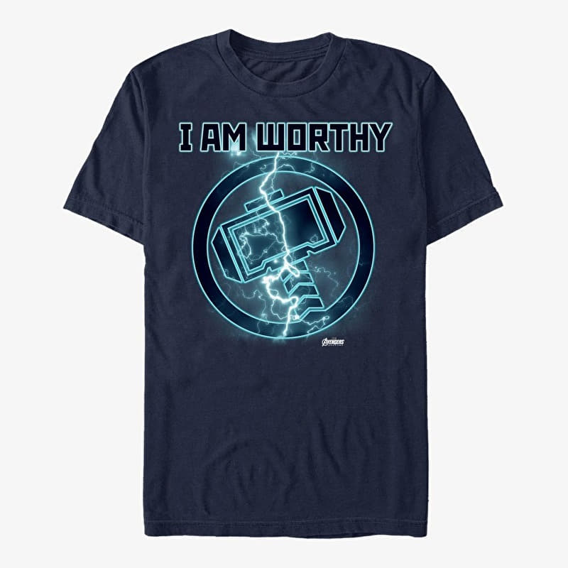 T-shirt Merch Marvel Avengers: Endgame - Worthy Icon Unisex T-Shirt Navy Blue