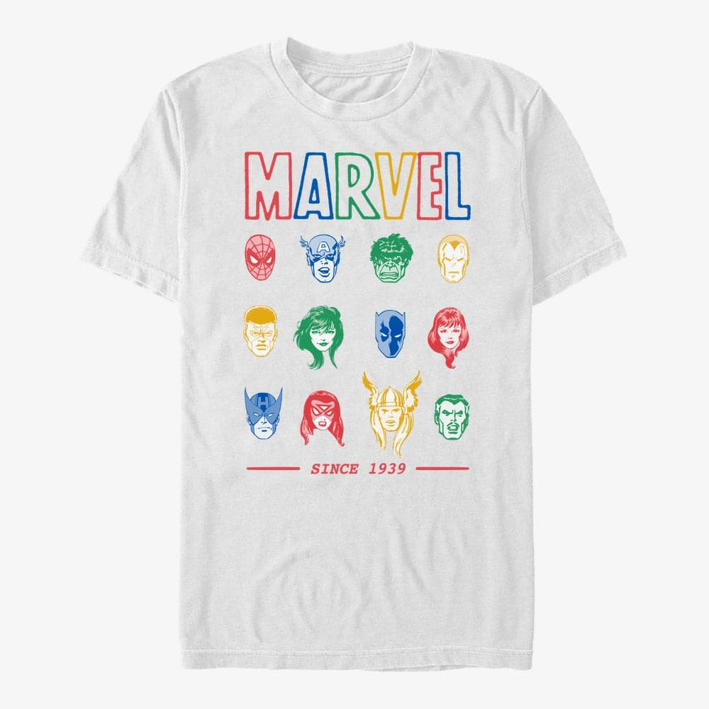 T-Shirts Merch Marvel Avengers Classic - Primary Faces Unisex T-Shirt White