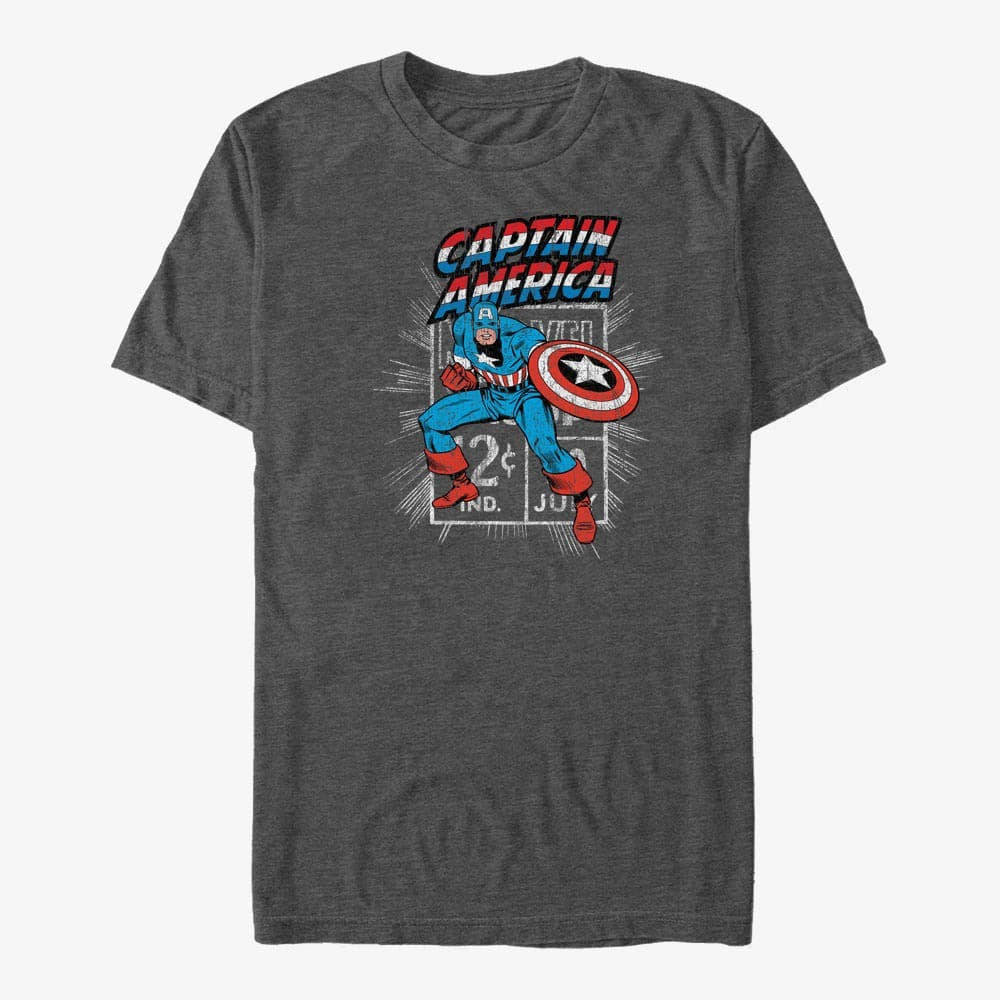 T-shirts Merch Marvel Avengers Classic - Captain Stamp Unisex T-Shirt Dark Heather Grey