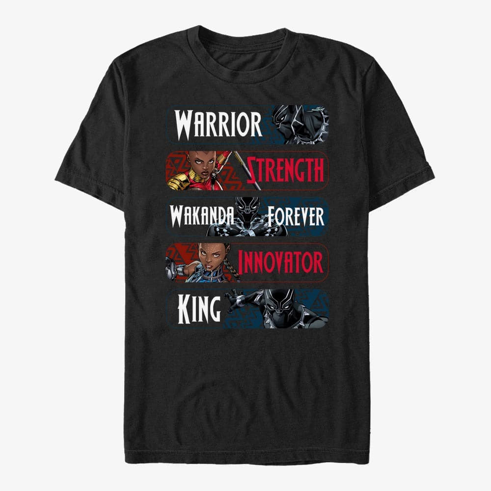 T-Shirts Merch Marvel Avengers Classic - Wakanda Trio Unisex T-Shirt Black
