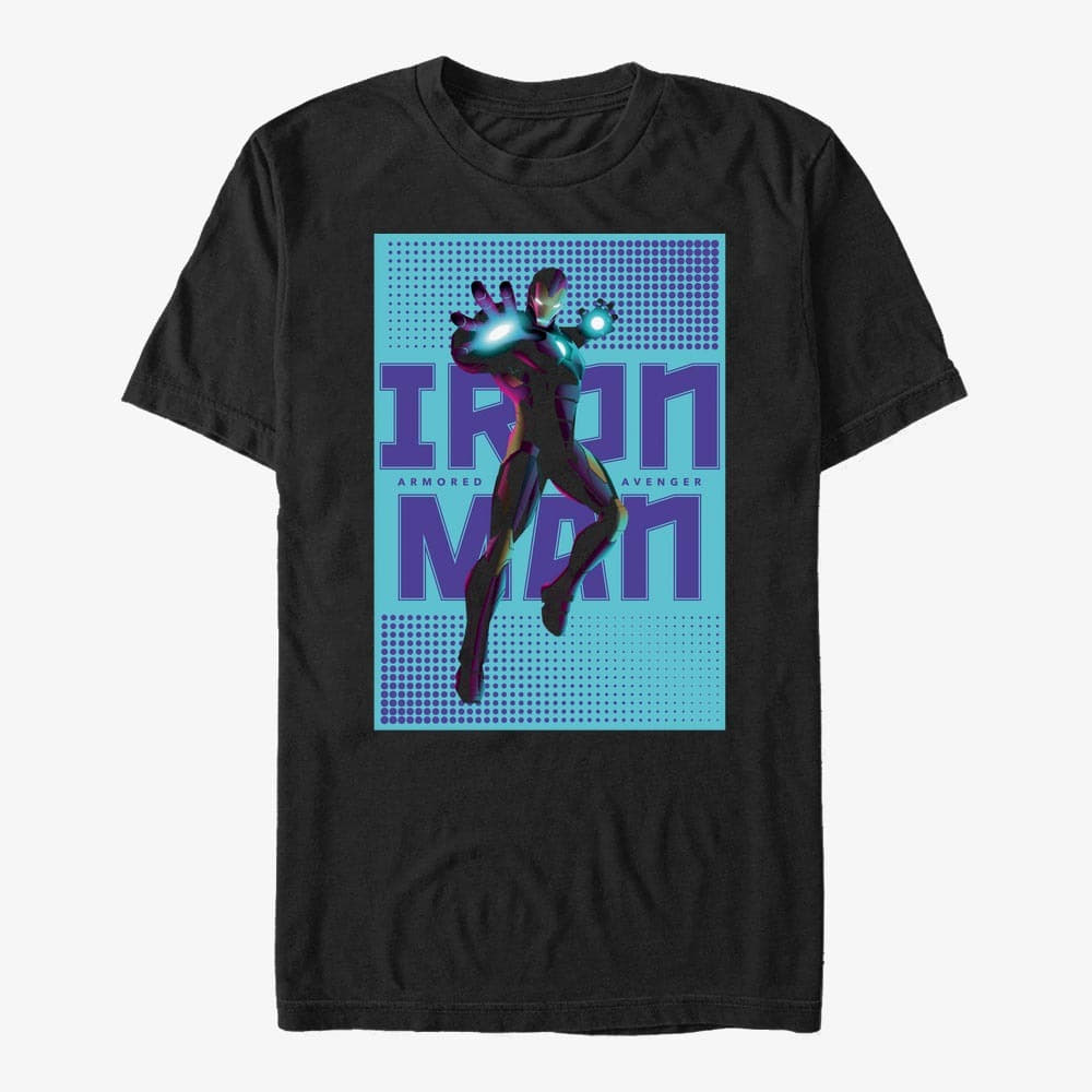 T-särgid Merch Marvel Avengers Classic - Halftone Iron Man Unisex T-Shirt Black