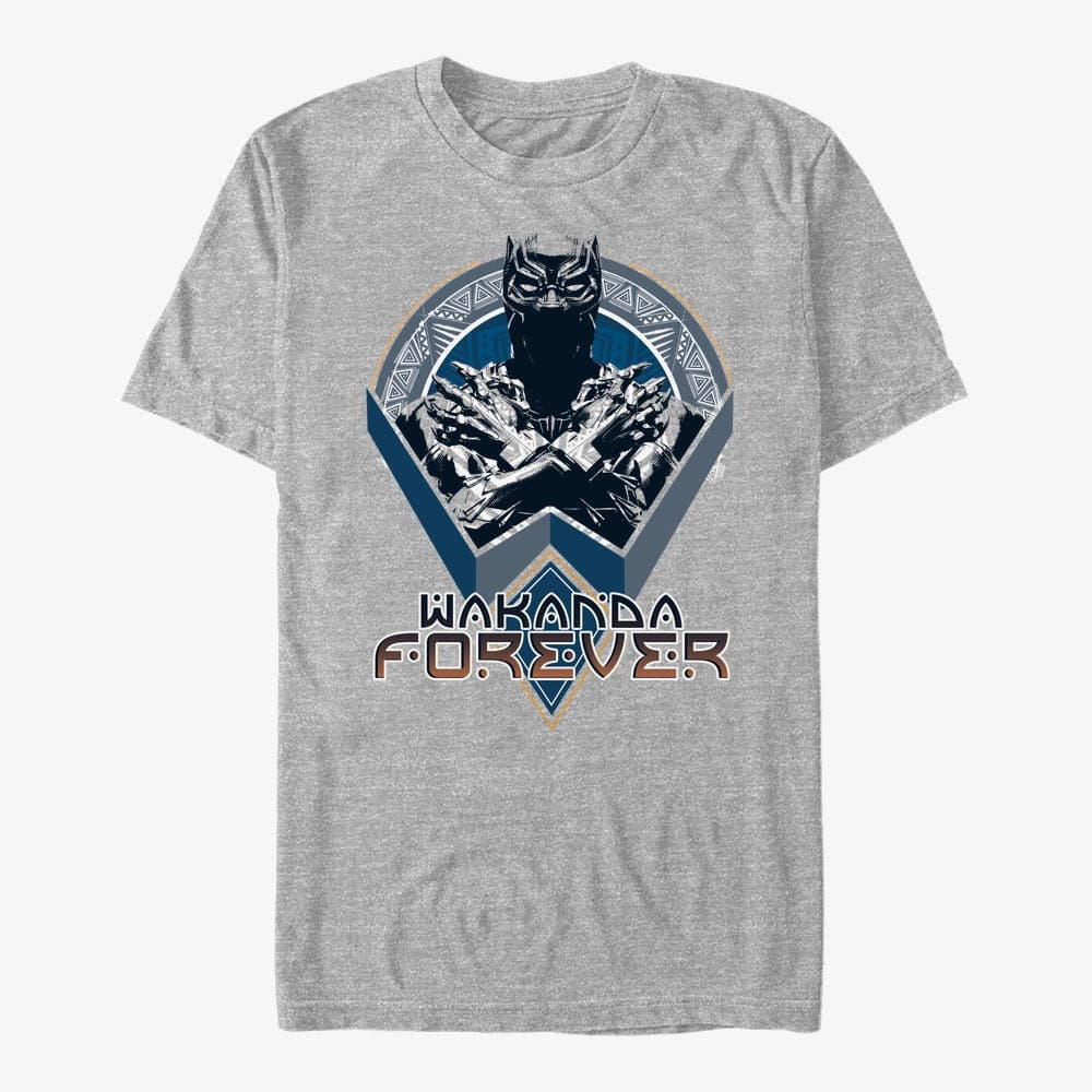 T-särgid Merch Marvel Avengers Classic - Wakanda Shield Unisex T-Shirt Heather Grey
