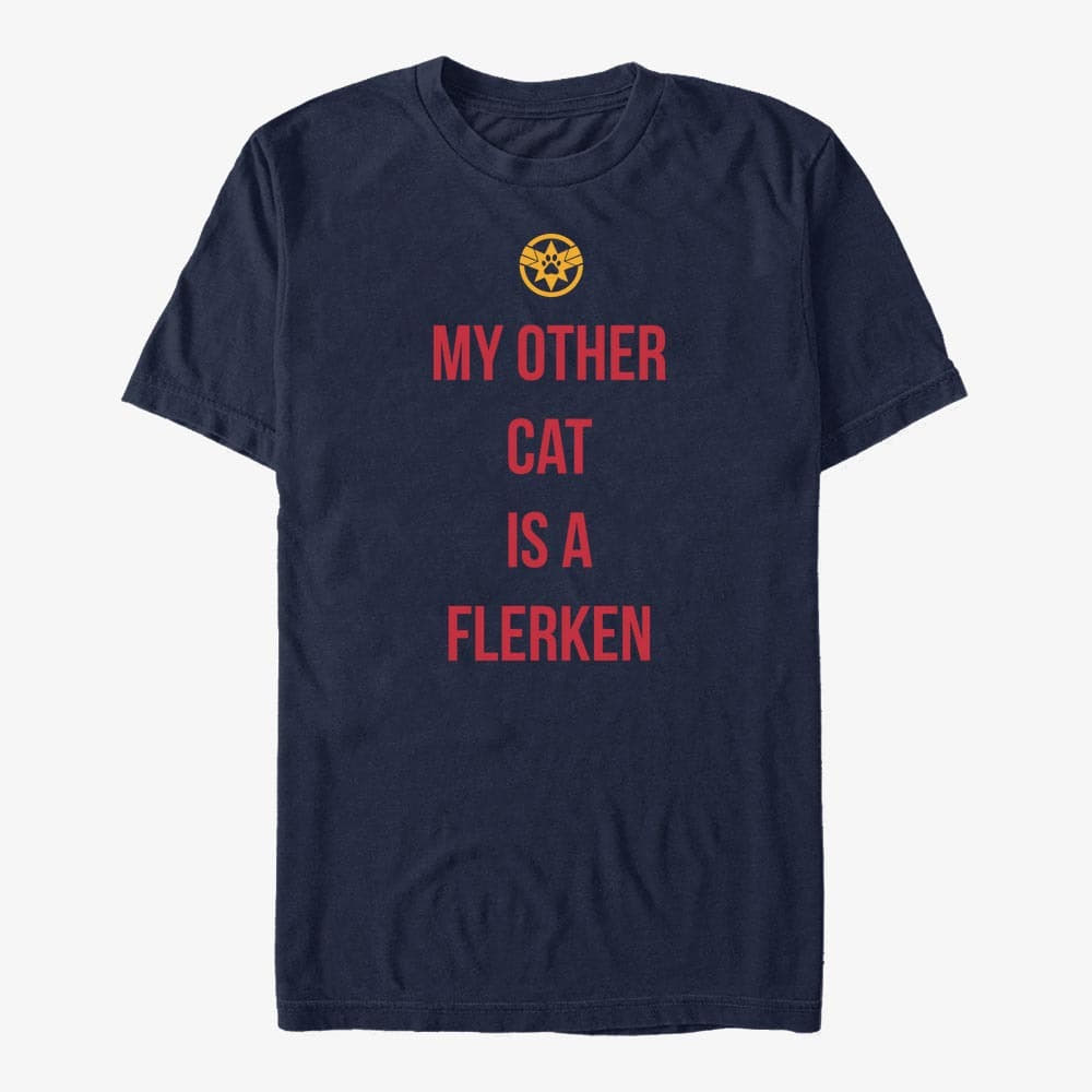 Trička Merch Captain Marvel: Movie - Other Cat Unisex T-Shirt Navy Blue
