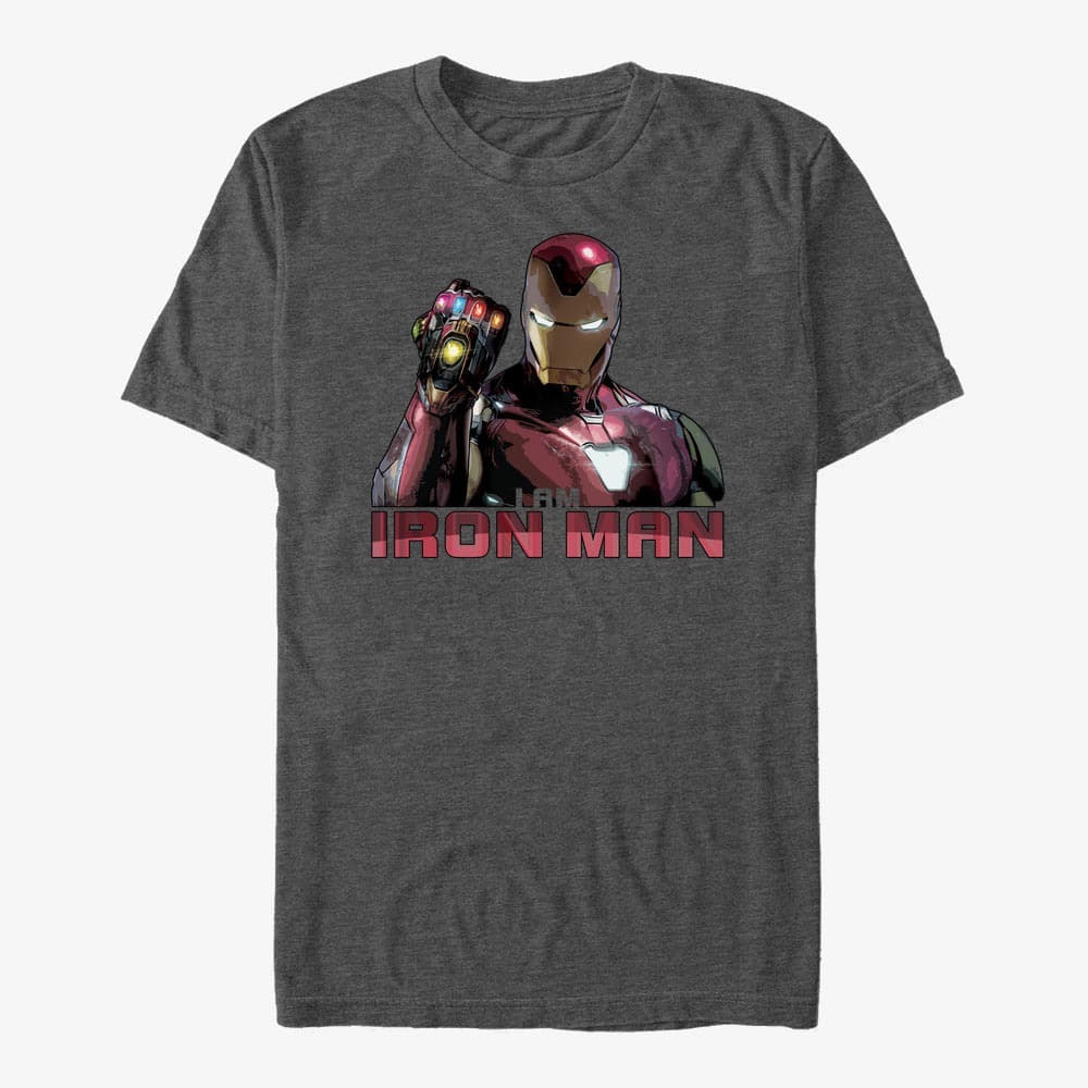 Trička Merch Marvel Avengers: Endgame - Iron Man Stones Unisex T-Shirt Dark Heather Grey
