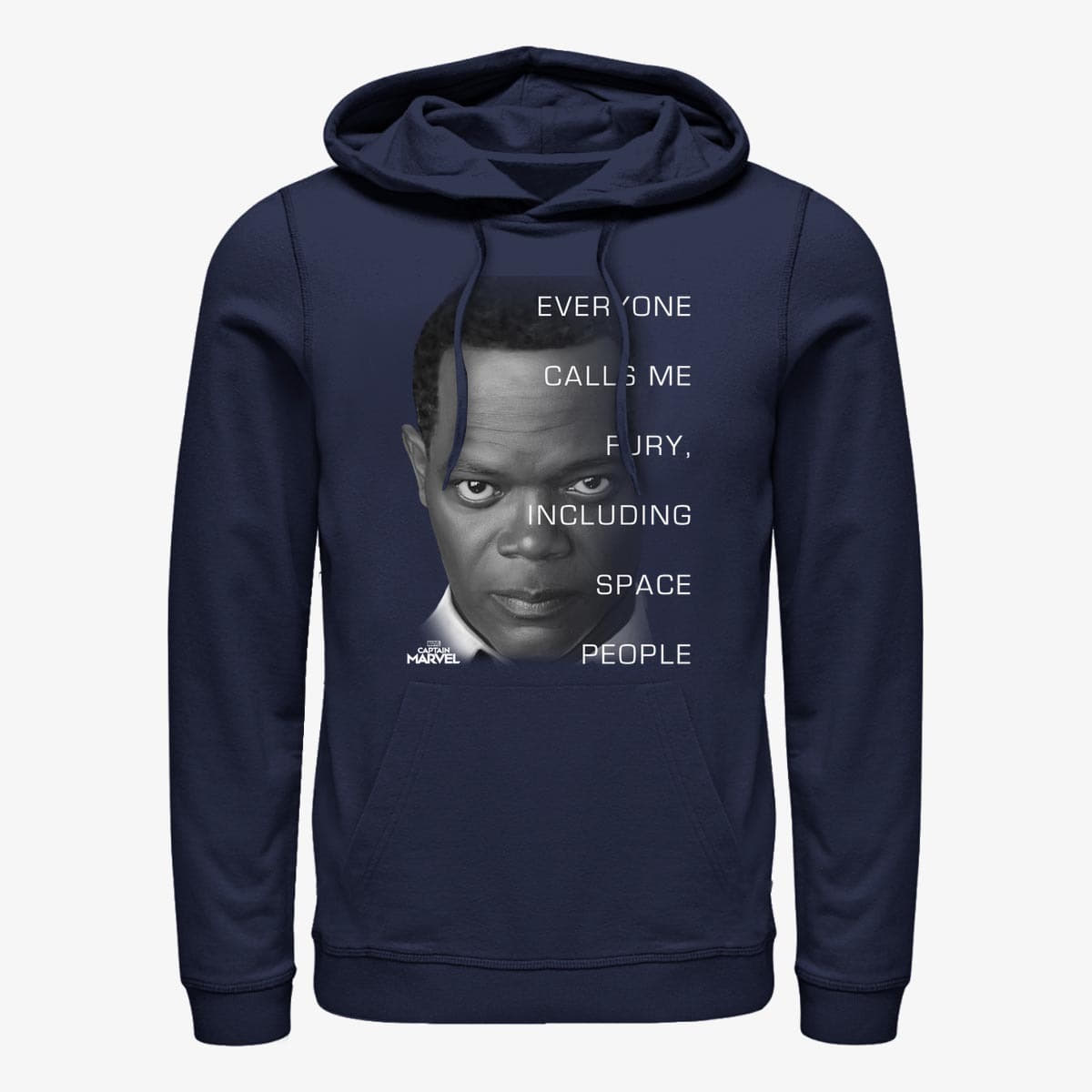 Hoodies and sweatshirts  Merch Captain Marvel: Movie - Fury Respect Unisex Hoodie Navy Blue