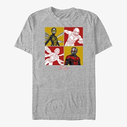 T-shirt Merch Marvel Ant-Man & The Wasp: Movie - Antman And Wasp Foursquare Unisex T-Shirt Heather Grey