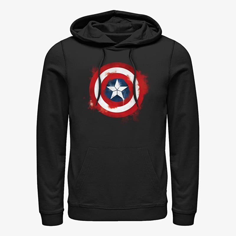 Sweatshirt Merch Marvel Avengers: Endgame - Captain America Spray Logo Unisex Hoodie Black