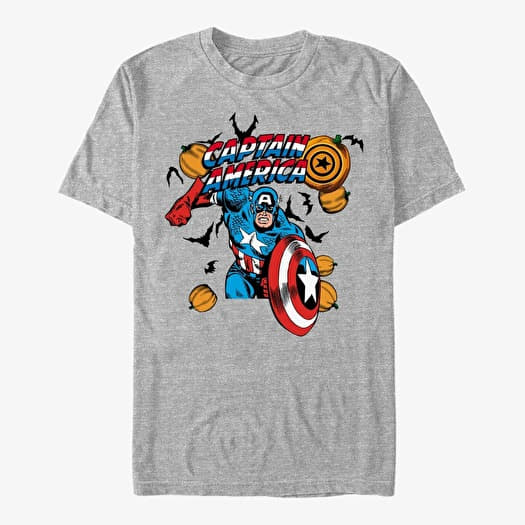 Camiseta Merch Marvel Avengers Classic - Captain Pumpkins Unisex T-Shirt Heather Grey