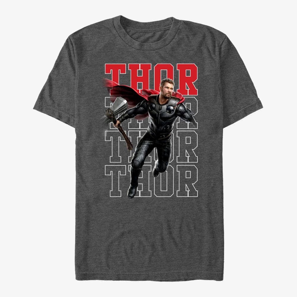 majice kratkih rukava Merch Marvel Avengers: Endgame - Heroic Shot Thor Unisex T-Shirt Dark Heather Grey