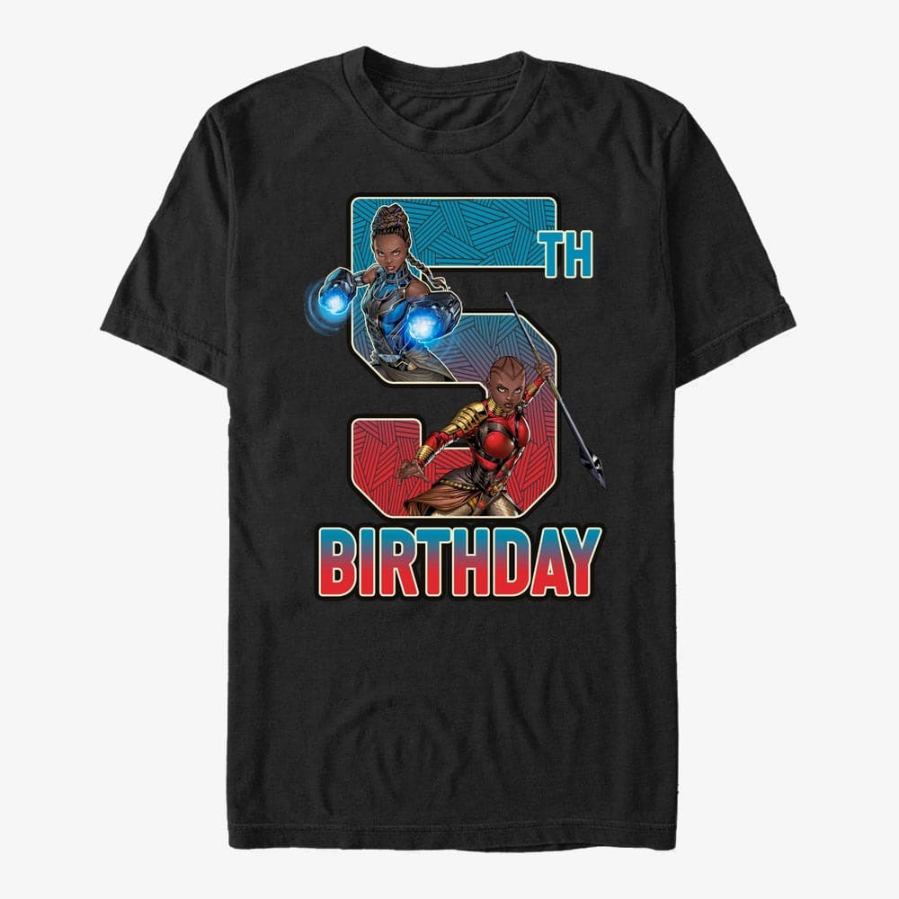 Trička Merch Marvel Avengers Classic - Shuri Okoye 5th Bday Unisex T-Shirt Black
