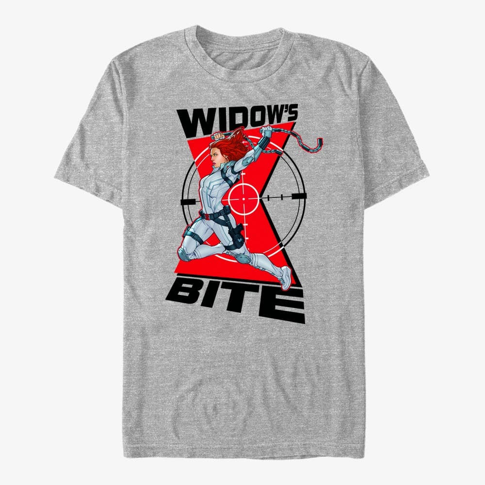 Koszulki Merch Marvel Black Widow: Movie - Widow Bite Unisex T-Shirt Heather Grey