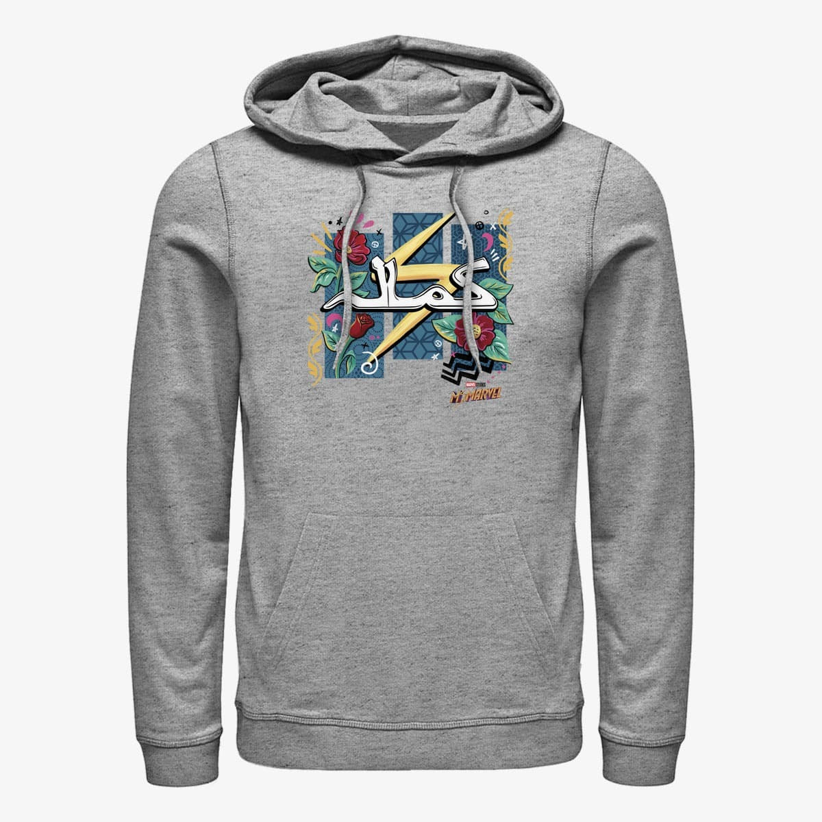 Sweatshirts Merch Ms. Marvel - Flowers and Bolt Unisex Hoodie Heather Grey