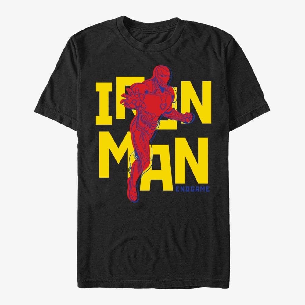 Trička Merch Marvel Avengers: Endgame - Text Pop Iron Unisex T-Shirt Black