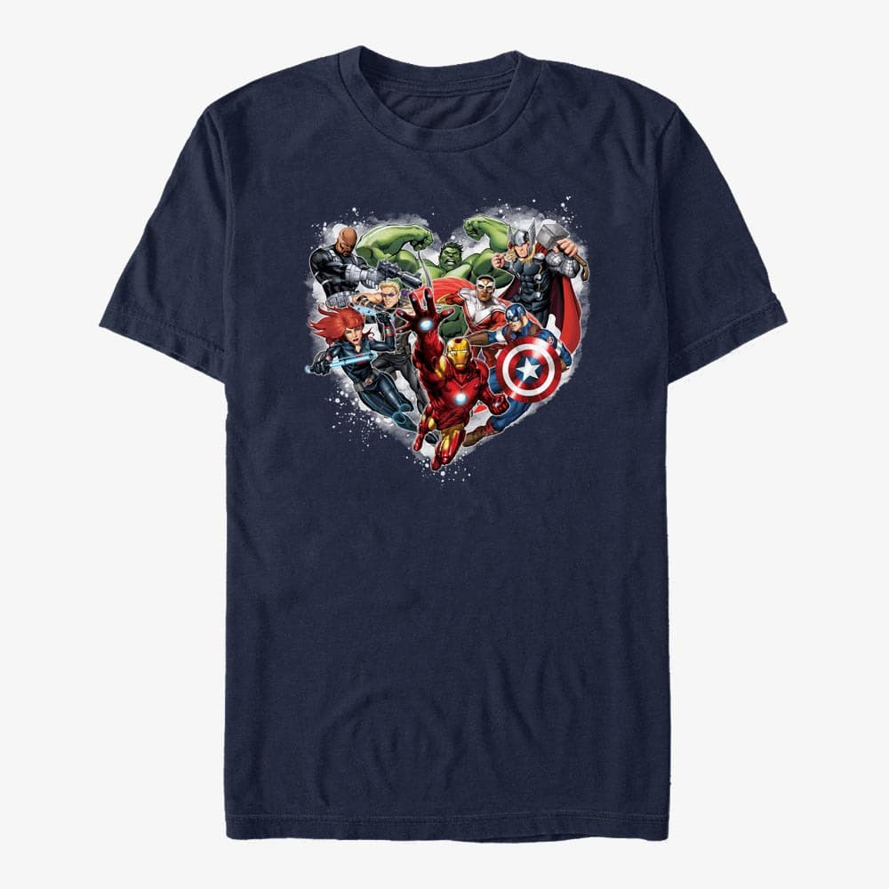 Trička Merch Marvel Avengers Classic - Avenger Heart Unisex T-Shirt Navy Blue