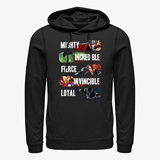 Sweatshirt Merch Marvel Avengers Classic - Marvel Char Adjectives Unisex Hoodie Black