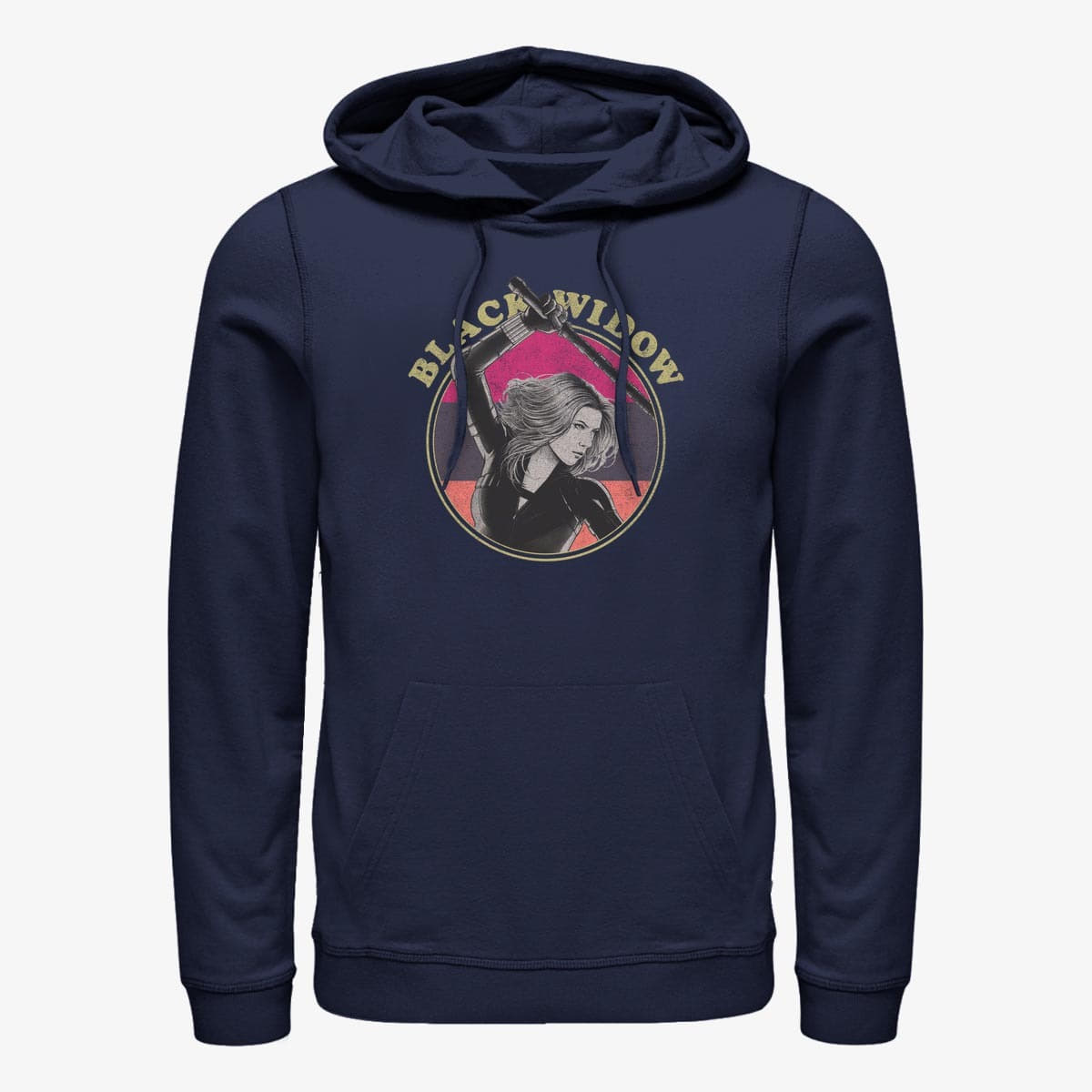Dukserice Merch Marvel Black Widow - RETRO Unisex Hoodie Navy Blue