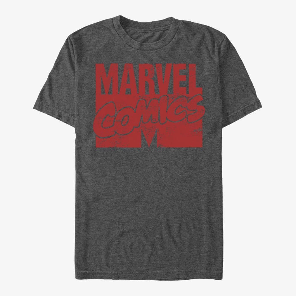 T-shirts Merch Marvel - LOGO DISTRESSED Unisex T-Shirt Dark Heather Grey