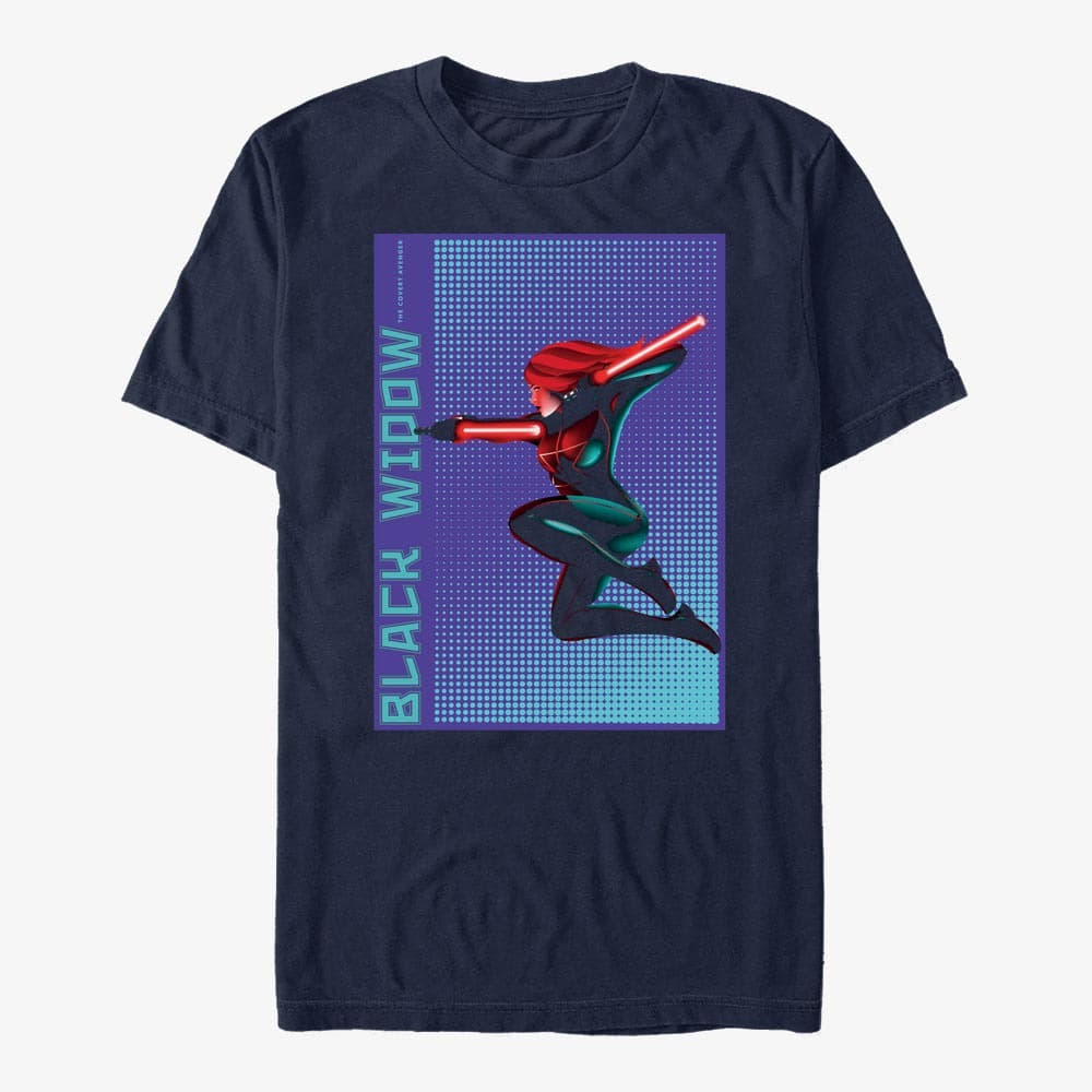 T-krekli Merch Marvel Avengers Classic - Halftone Widow Unisex T-Shirt Navy Blue