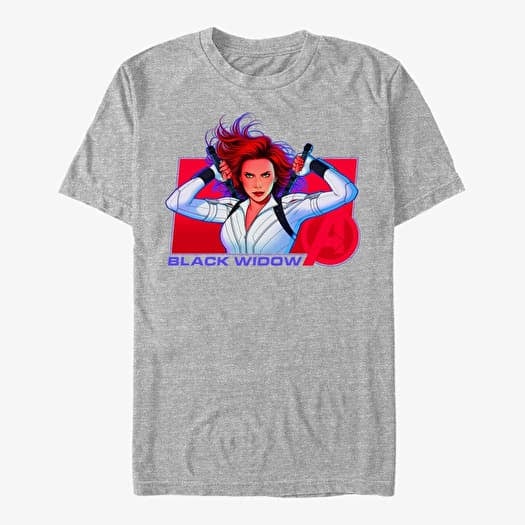 T-shirt Merch Marvel Black Widow: Movie - Ready Widow Unisex T-Shirt Heather Grey