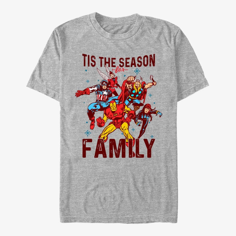 Trička Merch Marvel Avengers Classic - Family Season Unisex T-Shirt Heather Grey