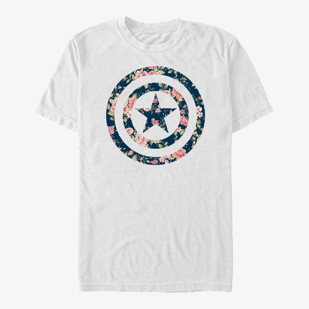 T-Shirts Merch Marvel Avengers Classic - Captain Floral Unisex T-Shirt White